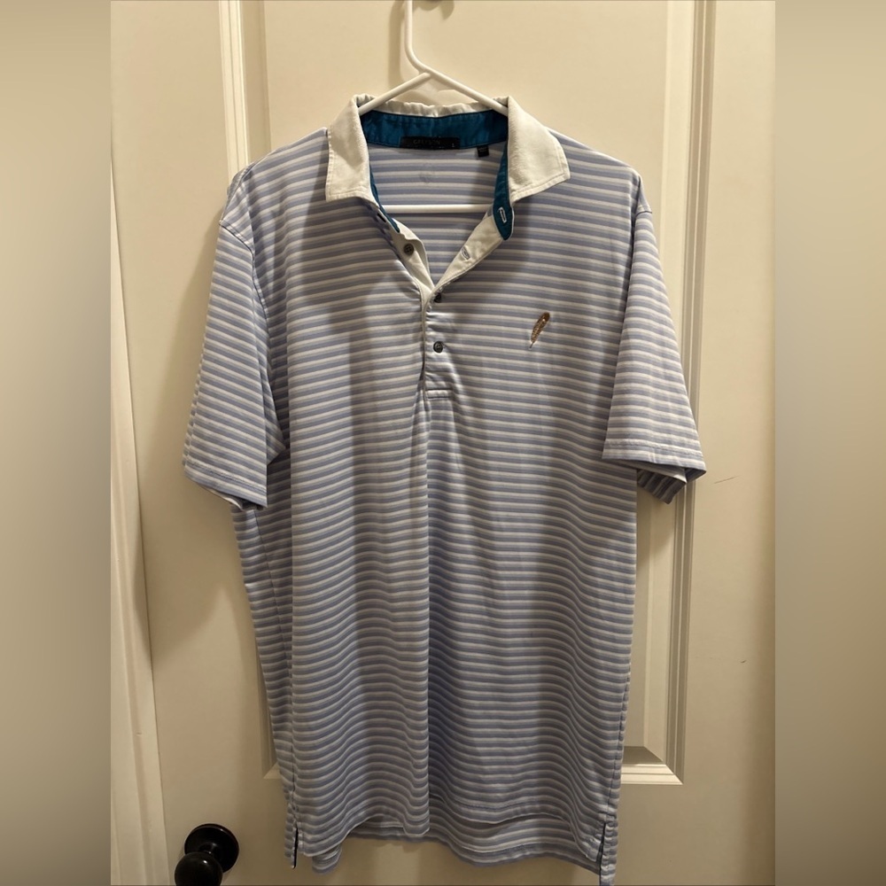 Chechessee Creek Club Greyson Performance Stretch Polo Mens Large Striped Golf